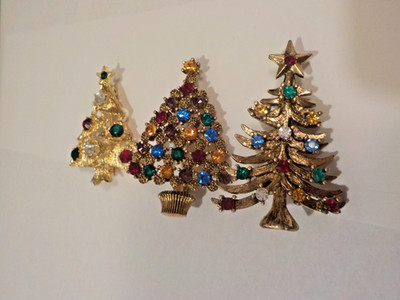 3 awesome eisenberg ice tree pins vintage beautiful  1.75 to 2 inch