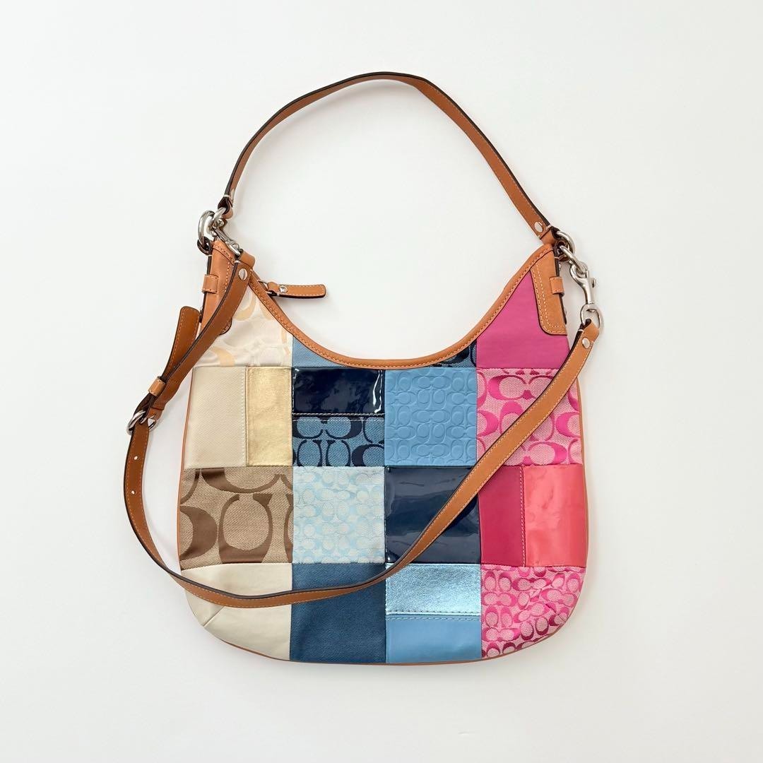 Coach F14650 Signature Patchwork Hobo Bag Purse Fabrics