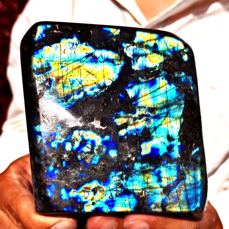 3.59LB Top natural Labrador flash moonstone quartz crystal mineral specimen