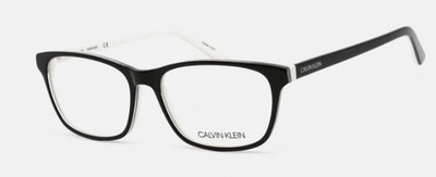 Calvin Klein Unisex Eyeglasses Black/White Acetate Rectangular Frame CK18515 002