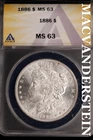 1886 Morgan Dollar - ANACS MS 63 - Scarce  No Reserve  #SLK642