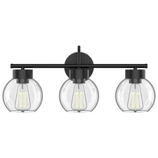 3 Lights Vanity Light Fixtures Over Mirror, Matte Black Farmhouse Bathroom Li...