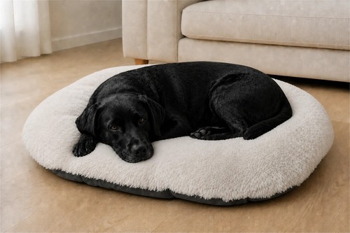 Gor Pets Nordic Suede & Faux Fur Oval Cushion Cosy Warm Puppy Dog Pillow Bedding - Afbeelding 25 van 26