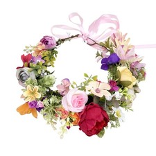 Fairy Flower Crown Headband, Artificial Colorful Rose Peony Floral Headpiece,...