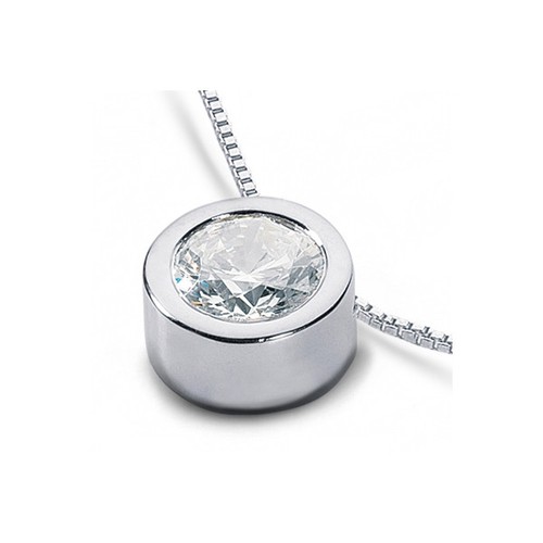 1/2 CT I VS2 Rund geschnitten Natur zertifiziert Diamant Platin Solitär Anhänger - Bild 1 von 3