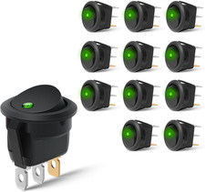 12PCS LED Rocker Switch 12V-24V 20A Blue Lighted