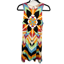 Mara Hoffman Dress S Colorful Geometric Sleeveless Stretch Vtg Y2K Retro Mod