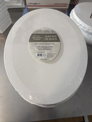 Lot Of 12 - 12 X 9 Inch Stretched Canvas Oval Shaped Frames NOS New Condition
