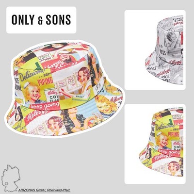 ONLY&SONS Herren Hut Print Design Sommer Bucket Hat lockere Kopfbedeckung