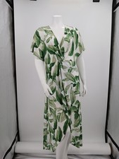 Show Me Your Mumu Short Sleeve Floral Twist Maxi Dress Green/White Size M Sheer