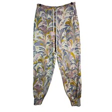 Anthropology Saturday Sunday Women's S Cream Pink Blue Floral Jogger Sweatpants