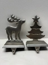 Silver Christmas stocking Christmas Tree & Reindeer Made From Metal & Heavy