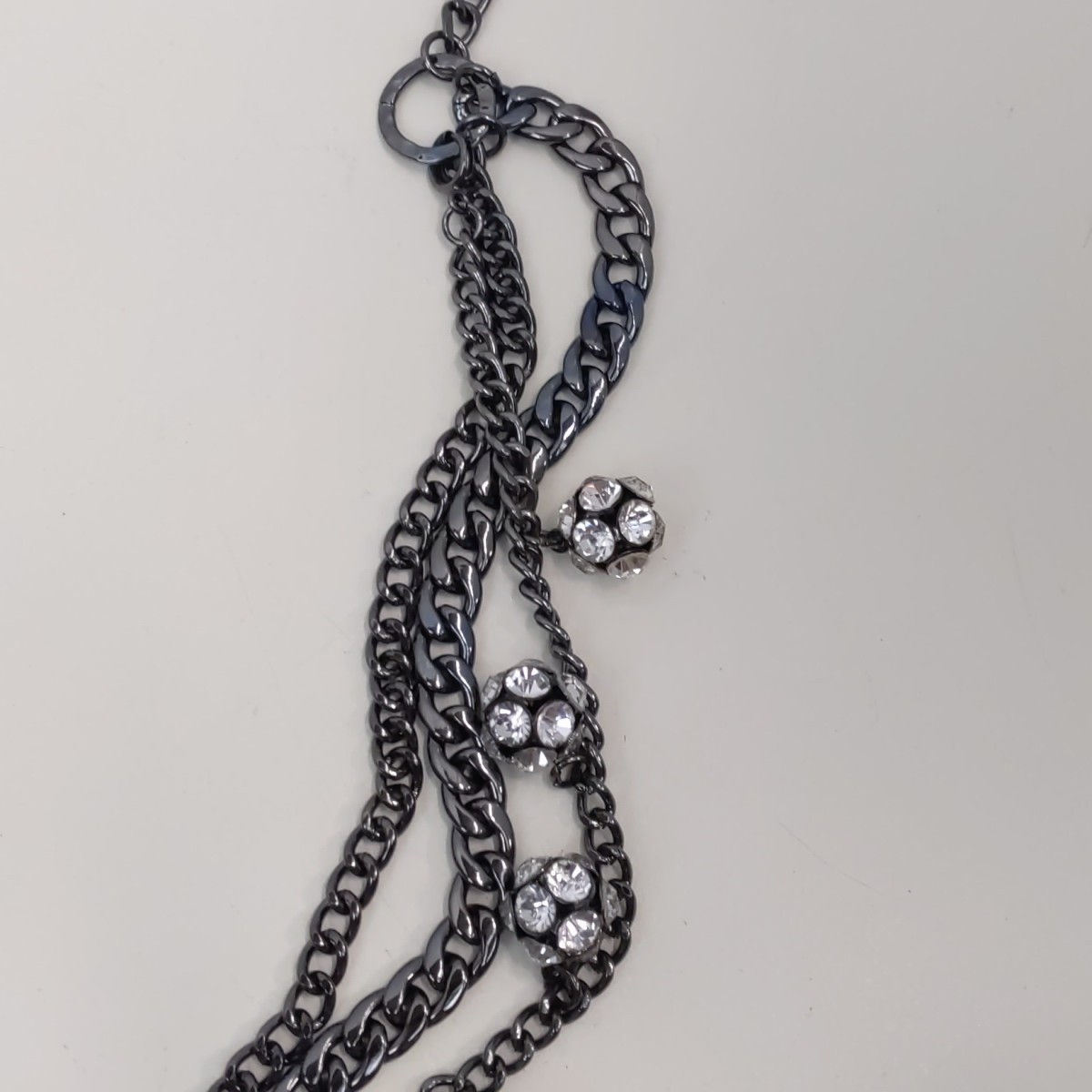 Gunmetal Black Multi Chain Statement Necklace Cle… - image 4