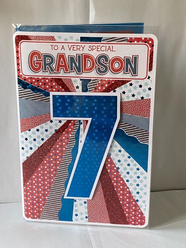 Grandson 7th Age 7 Seven Seventh Birthday Card - Picture 3 of 6