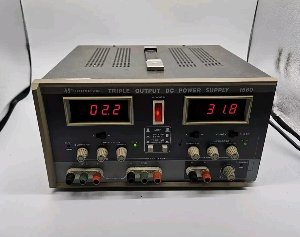 BK Precision  1660 Triple Output DC Power Supply - 0-30V, 0-2A , 5A - Image 3 of 4