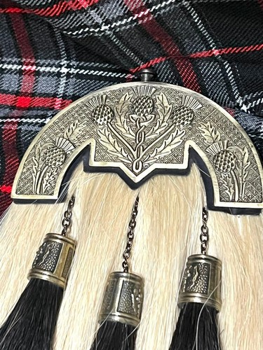 Antiguo cinturón escocés 100 % original pelo largo de caballo cadena esporran regalo de Navidad - Imagen 7 de 8