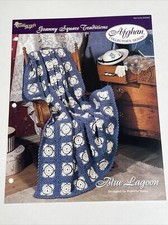 Blue Lagoon Afghan Granny Square Crochet Pattern Card Needlecraft Shop