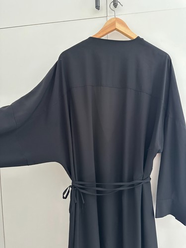 COS 100% Silk Black Long-Sleeved Wrap Dress, Mid-Length, Size 44 (AU 16) - Picture 4 of 6