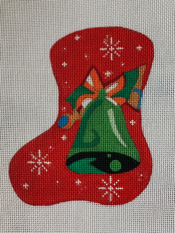 Handpainted needlepoint Canvas,Zweigart 18 mono Bell Christmas Stocking - Image 2 of 2