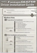 Roland Fantom G6 G7 G8 Keyboard Original Driver Installation Guide Foldout Sheet