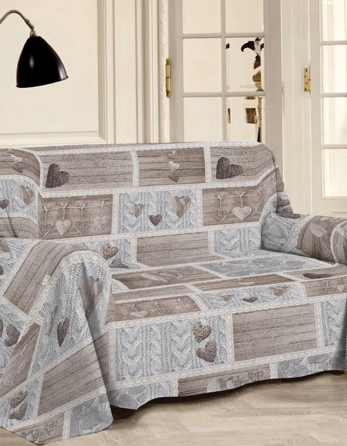Copridivano Copriletto Shabby Love Made In Italy: Telo Multiuso 250x290 Cm In Cotone Rosso - 6