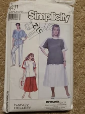 Simplicity 9211 Sewing Pattern Nancy Heller Top Pants Skirt Size 18W-32W