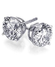 1 ct. White Sapphire Basket Round Stud Earrings in Solid Sterling Silver