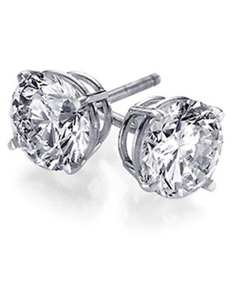 8mm White Sapphire Basket set Round Stud Earrings in Solid Sterling Silver
