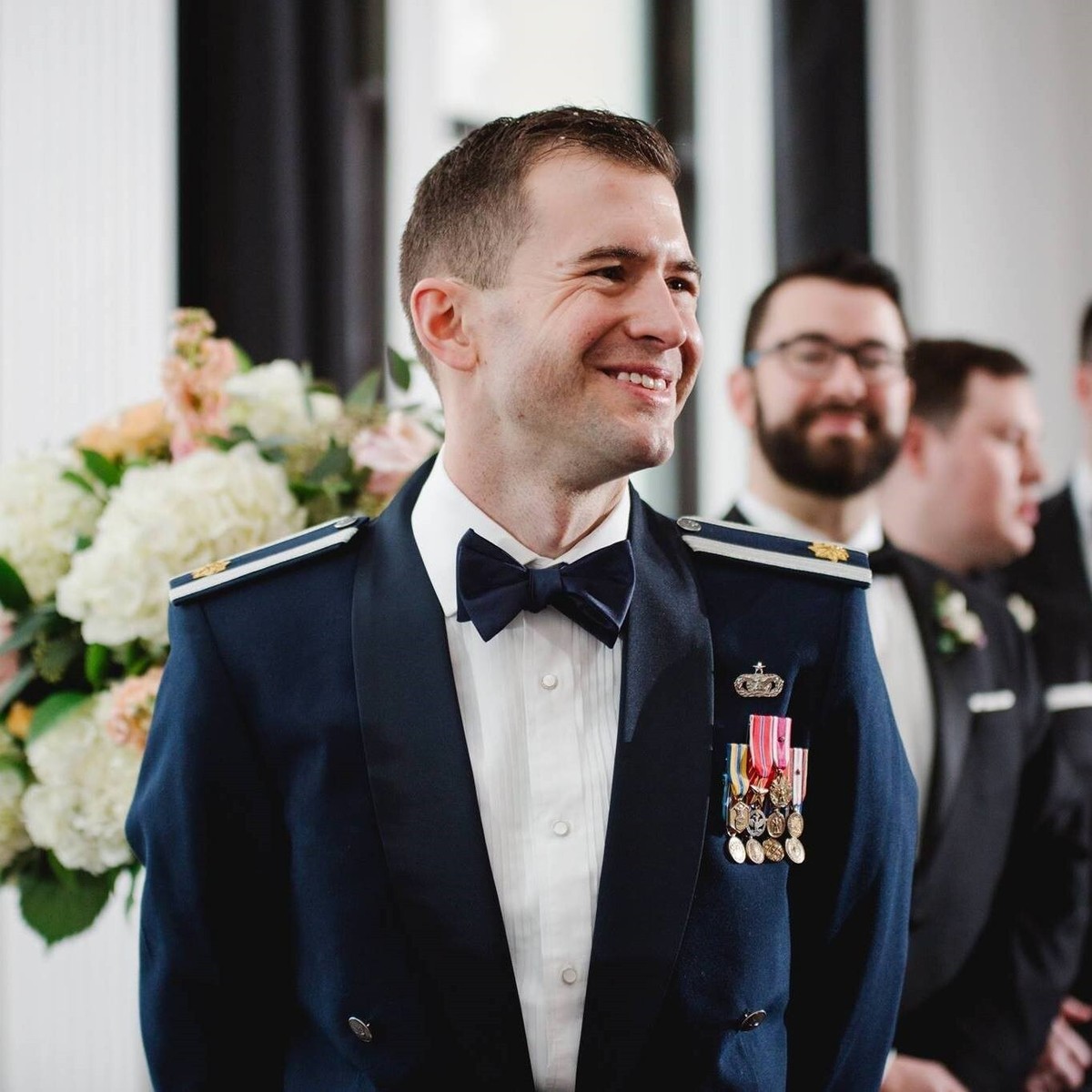 Air Force Mess Dress Bow Tie, Self-Tie (not clip-on), Midnight Blue, Satin