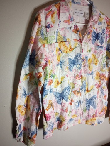 Alfred Dunner Women's Butterfly Patterned Long Sleeve Button Up Top Size 14 - 第 4/10 張圖片