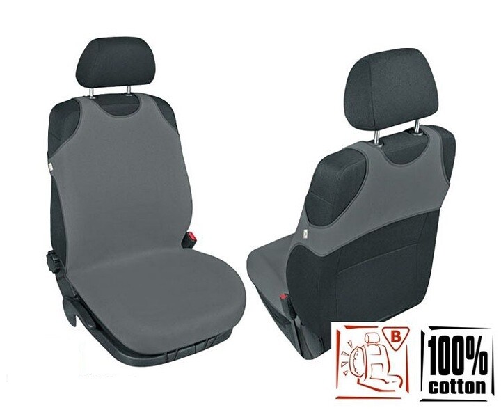 Universal Cotton Front Seat Covers Dark Grey T-Shirt Style for Volvo S80
