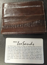 Mens LEE SANDS BROWN Genuine Eel Skin Bi Fold Wallet 6 Card Slots Vintage NO Box
