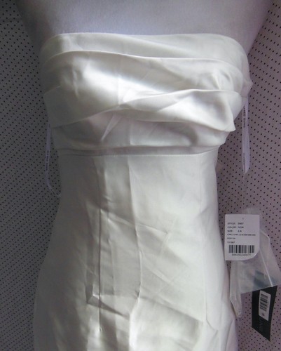 D697 NEW ALFRED SUNG Ivory OVERSIZE BOW BACK Strapless BRIDAL Mini DRESS 14 - Picture 7 of 13