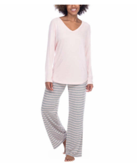 HONEYDEW WOMEN'S LONG SLEEVE PANTS SLEEP SHIRT  3-PC PJ SET(PINK/GRAY LARGE)NWT
