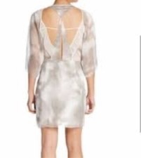 NWT Halston Heritage size 2 Cut Out Sheer Tie Dye short beige Dress $395