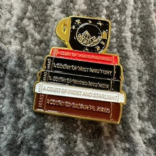Enamel Pin Book Stack With Cup Book Lover A Court Of Brooch Lapel Jewelry New