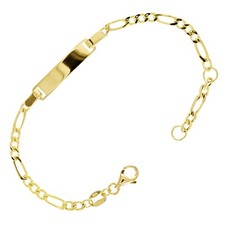 Italian 14k Yellow Gold Engravable Baby Kid ID Figaro Bracelet 5.5" 1.7 grams