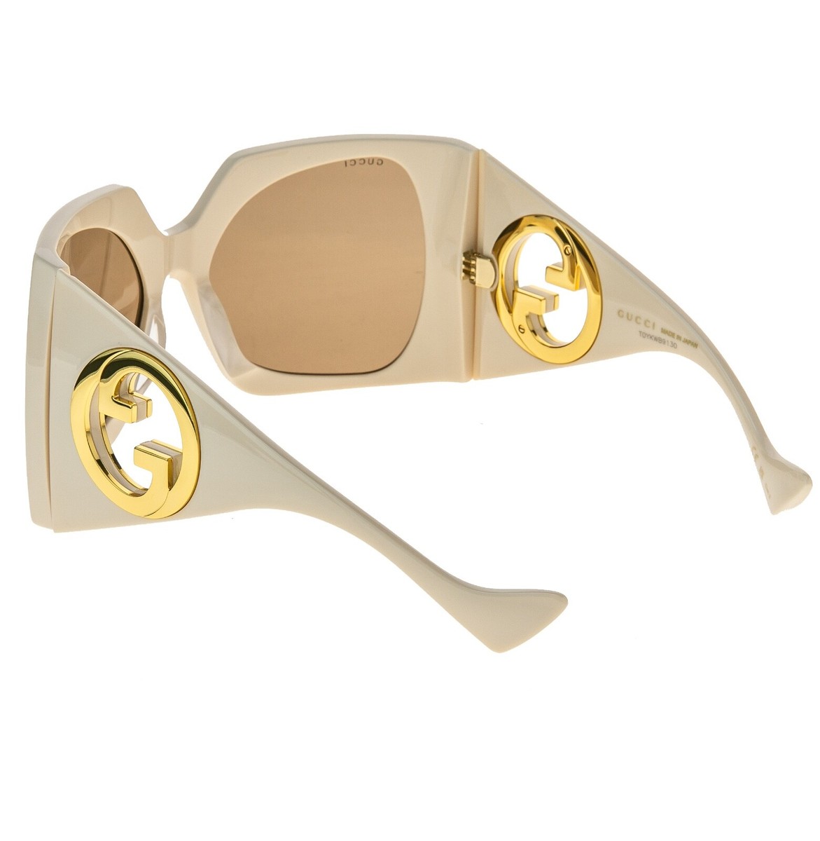 GUCCI 1255 Ivory Brown Logo Gg1255S Oversized Mask Wrap Unisex