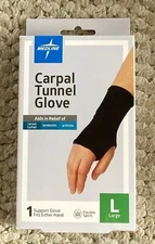 Medline Carpal Tunnel Glove (Large) Flexible Support Splint Fits Either Hand NEW