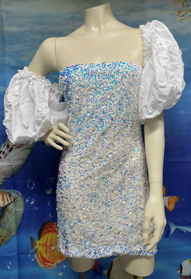 NWT CHIO DI STEFANIA D White Off the Shoulder DRESS LARGE