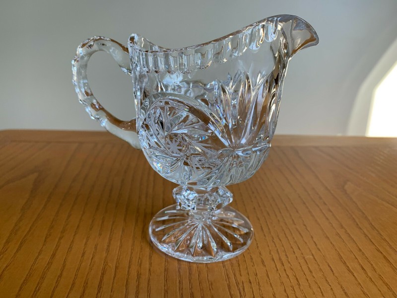 Creamer Vintage Glass Footed Creamer Sawtooth Edge