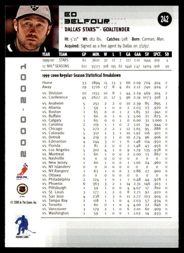 2000-01 Be a Player Memorabilia Ed Belfour Dallas Stars #242 - Picture 2 of 2