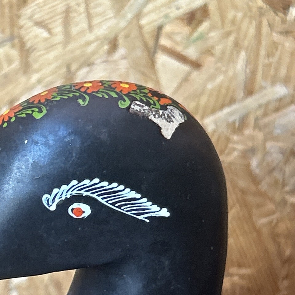 Vintage Hand Painted Wooden Duck Trinket Jewellery Lidded Box Dish