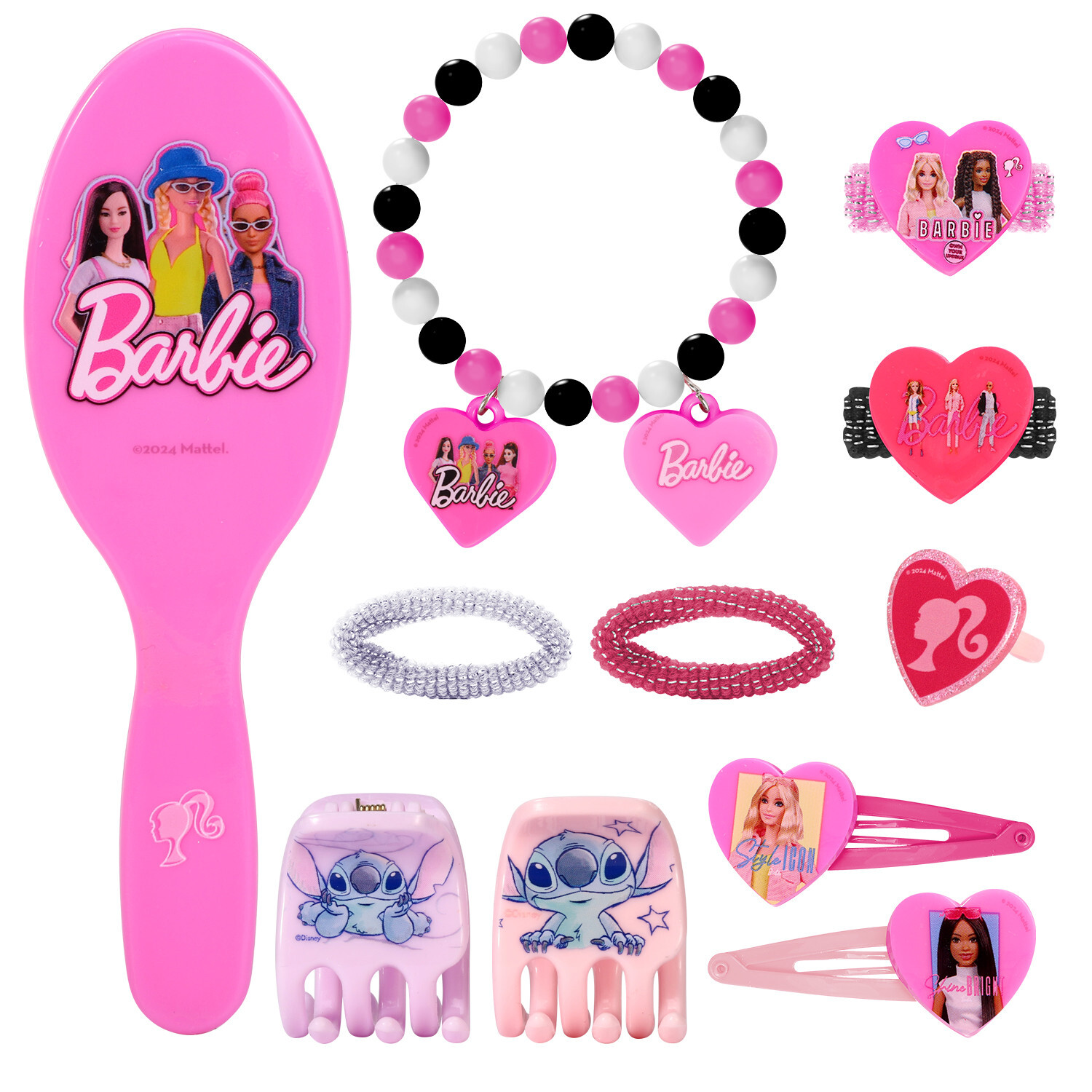 Barbie 11pcs Girls Kids Hair Accessories Clips Comb Bands and Beauty Set