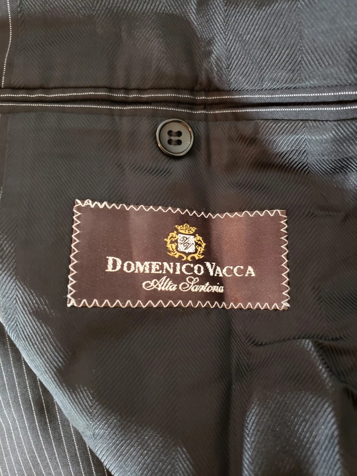 Chaqueta Blazer Domenico Vacca Para Hombre Negra A Rayas 100% Lana Talla 54 Foto 4 de 4