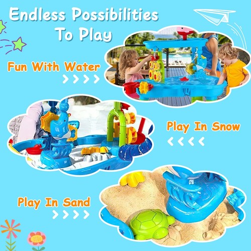 Kid Sand Water Table Toddler Water Activity Table Rain Showers Play Table Toy - Picture 7 of 20