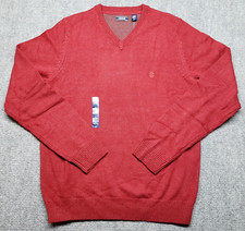 Izod Premium Essentials Sweater Mens S Red V-Neck Knit Long Sleeve Pullover New