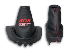 FÜR PEUGEOT 308 SCHALTMANSCHETTE SCHALTSACK HANDBREMSMANSCHETTE STICKEREI ROT