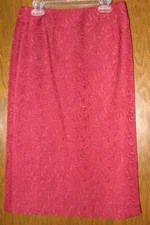 Spiegel Dark Red Swirl Brocade Patterned Skirt, Fully Lined - Size 6