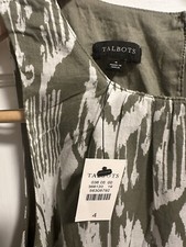 Talbots MAXI DRESS - Olive & White Ikat Print NWT